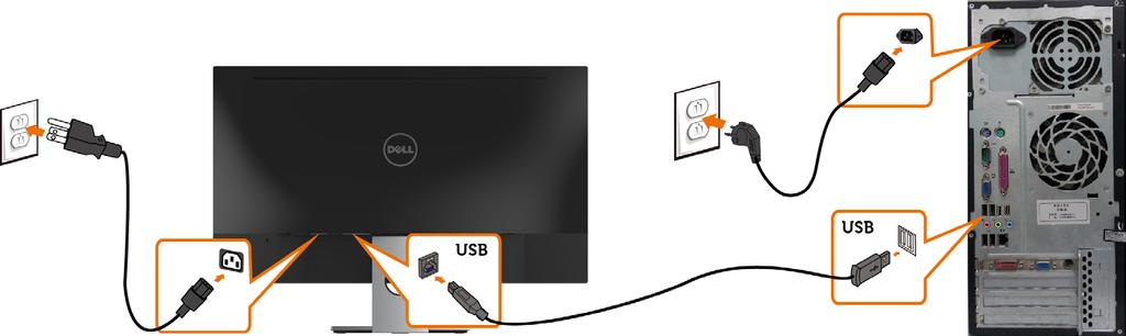 Připojení kabelu USB Používání mobilního připojené o vysokém rozlišení (MHL) POZNÁMKA: Tento monitor je kompatibilní s MHL.