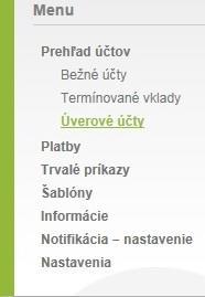 Menu - Prehľad účtov -