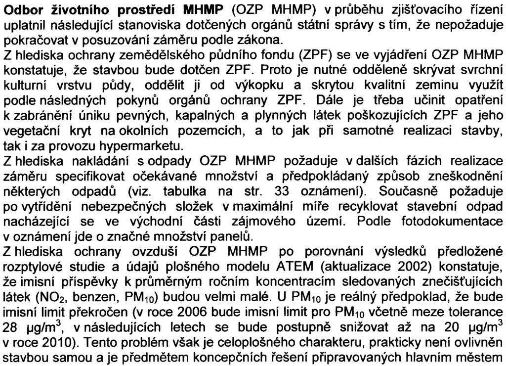 Souèasnì oznamovatel zámìru, jako investor stavby, garantoval orgánu ochrany veøejného zdraví, že akustické úpravy navržené v hlukové studii budou zapracovány do projektové dokumentace pro územní