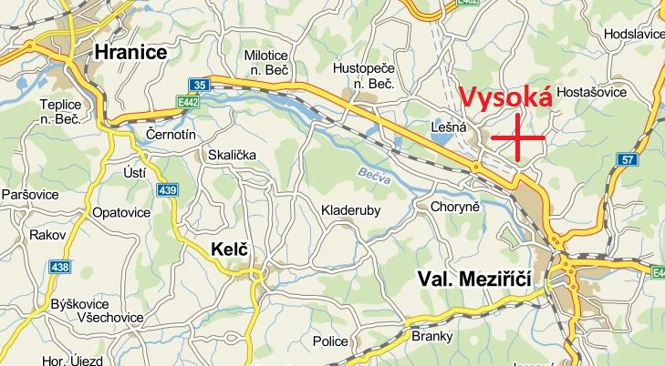 1 LOKALITA 1.1 Obec Lešná u Valašského Meziříčí, místní část Vysoká První dochovaná zmínka o místní části Vysoká pochází z roku 1374.