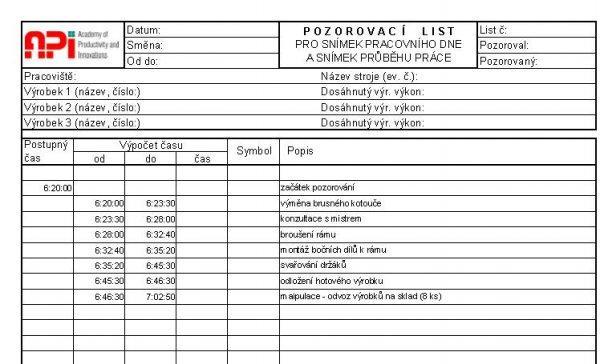 UTB ve Zlíně, Fakulta managementu a ekonomiky 21 měření vyhodnocení snímků U výběru pracovníka si většinou vybíráme úzké místo procesu nebo pracoviště, kde je plánována změna.