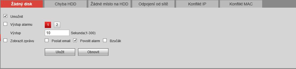 kanálu Nastavení kanálu, na jehož alarm budeme reagovat Nastavení reakcí systému na vzniklou událost e.