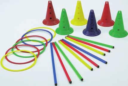 6 kuželů s třemi otvory, výška 30 cm - 6 kruhů, průměr 40 cm