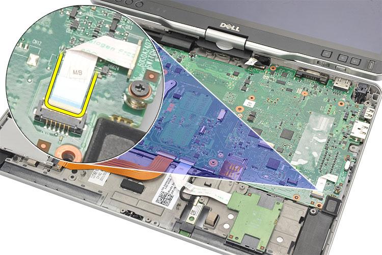 21 Spínač bezdrátové komunikace Demontáž spojovacího panelu WLAN 1. Postupujte podle pokynů v části Před manipulací s počítačem. 2. Vyjměte baterii. 3. Demontujte zadní panel. 4.