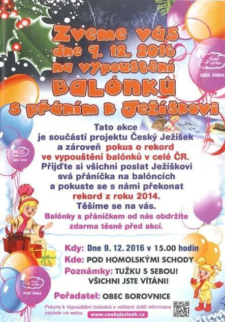 V roce 2016 se do této akce zapojila potřetí i Obec Borovnice. Přesně v 15.15 hod.