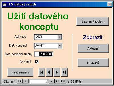 Užití datového konceptu Tabulka Užití datového konceptu je specielní vazební tabulka, kterou je realizována relace n:m mezi Prvky systému a Datovými koncepty.