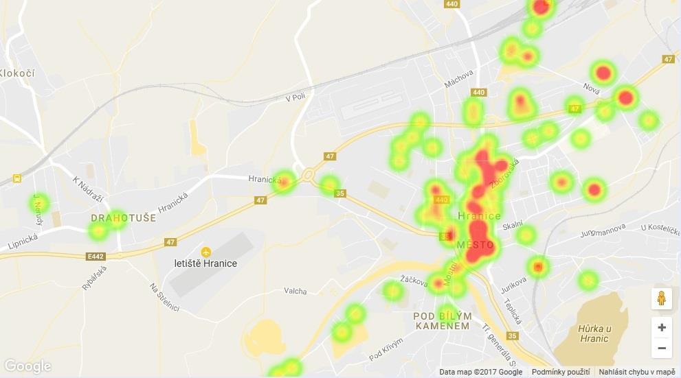 Za rok 2016 bylo zjištěno 158 přestupků, které spáchali řidiči překročením nejvyšší povolené rychlosti (rok 2015 145).