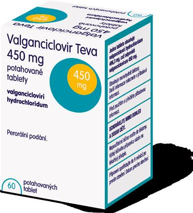přípravku Valganciclovir Teva 450 mg) jednou denně, podávaných dle možností společně s jídlem.