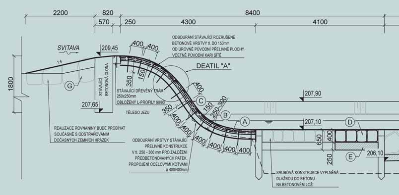 MATERIÁLY A TECHNOLOGIE MATERIALS AND TECHNOLOGY 1 3 4 SANACE JEZU NA SVITAVĚ RECONSTRUCTION OF A WEIR Jiří Tahal Článek popisuje sanaci betonové přelivné plochy jezu v Brně pomocí stříkání