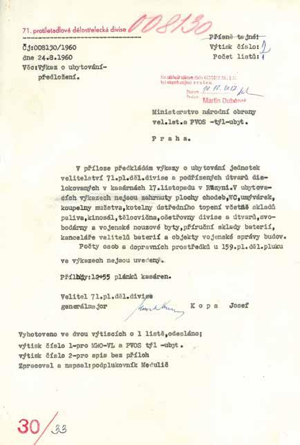 146 1960, 24. srpna, Praha Výkaz ubytovacích prostor 71.