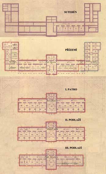 148 1960, 24. srpna, Praha Plány jednotlivých pater budovy č. I v areálu kasáren 17. listopadu.