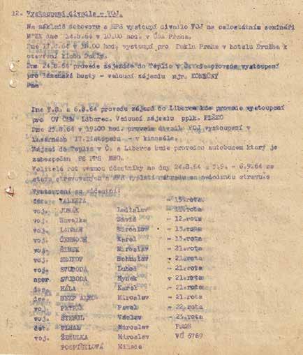 201 Z denních rozkazů VÚ 9967 je zřejmá aktivita souboru VOJ v první polovině roku 1964. (VÚA-SA AČR Olomouc, fond č. 232, kart. 19, Denní rozkazy 1964.) K tzv.