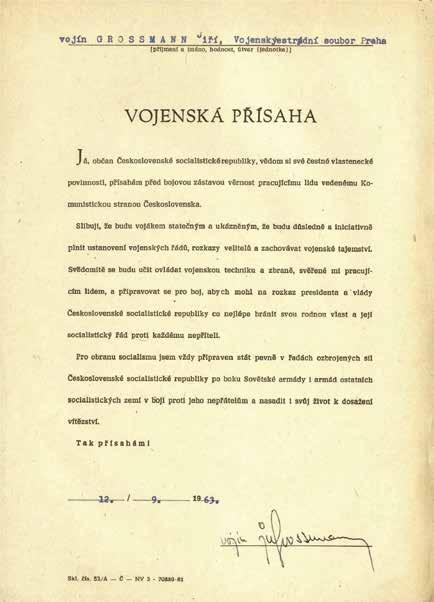 210 Vojenská přísaha podepsaná Jiřím Grossmannem.