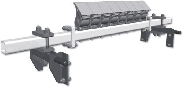 Čelní stěrač bubnu - HOSCH typ HD01S Šíře : od 1 200 mm do 1 600 mm Rychlost : do 3,5 m/s : pryžotextilní nebo ocelokordový pás s hladkým povrchem (ne Chevron) a s vulkanizovanými nebo mechanickým