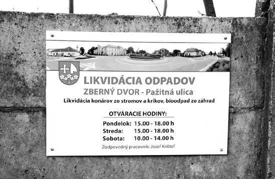 spotrebičov a zariadení. Zberný dvor: Ministerstvo životného prostredia SR v Bratislave schválilo našej obci nenávratný finančný príspevok vo výške 755.012,99 Eur na vybudovanie zberného dvora.