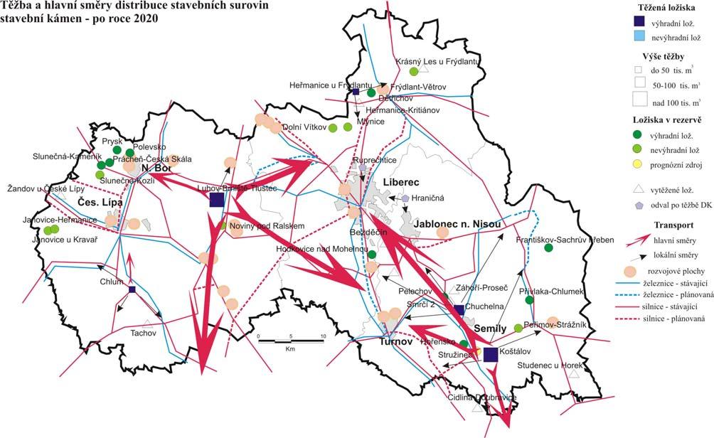 Výhled po roce 2020 Spotřeba stavebního kameniva bude v horizontu let 2015-2020 a po roce 2020 kryta produkcí třemi významnými nadregionálními ložisky a zbývajícími 2-3 regionálně významnými ložisky
