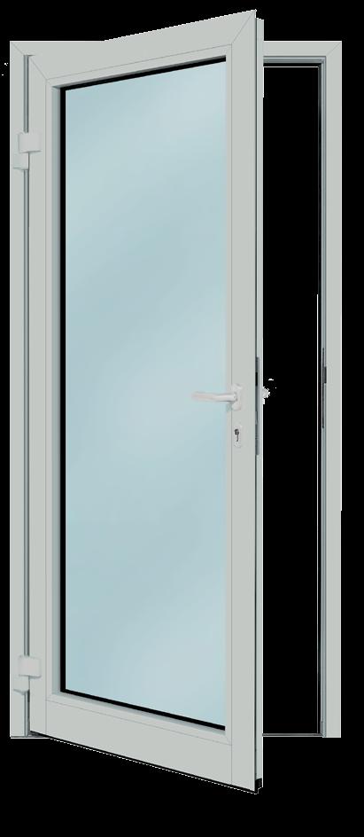 Vnútorné dvere ES 50 Plne presklené dvere do kancelárií, možné použiť aj ako kompletne presklenú deliacu stenu 1-krídlové a 2-krídlové, bočné diely, nadsvetlíky Ako kompletný prvok dverí Dvere ES 50