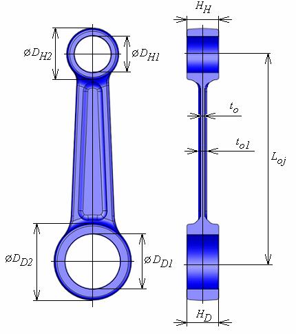 4. Návrh rozměrů prvků klikového mechanismu Tvorba virtuálních 3D modelů všech prvků umožní zjistit potřebné charakteristiky o jednotlivých prvcích klikového mechanismu.