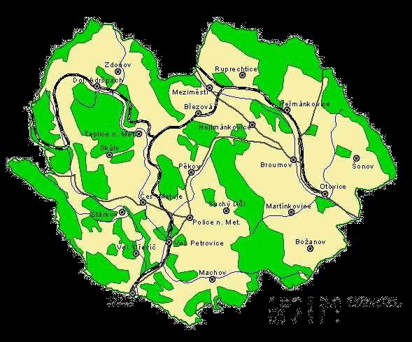 vyšší zastoupení dřevin přirozené druhové skladby, než ukládá lesní zákon. Složení dřevinné skladby lesů na Broumovsku je uvedeno v tabulce 1.