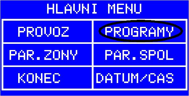 2. stiskněte tlačítko MENU objeví se