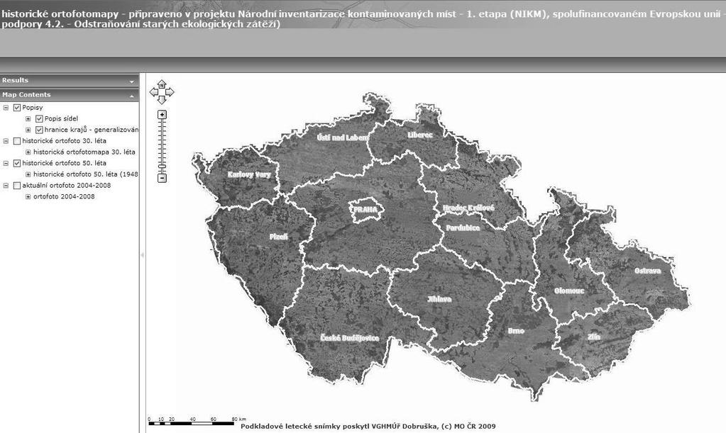 K polovině dubna 2010 jsou na testovacích územích historické ortofotomapy z 50. let v CENIA vyhodnoceny zhruba z 50 %. Postupuje se stejným způsobem jako u aktuálních obrazových dat.