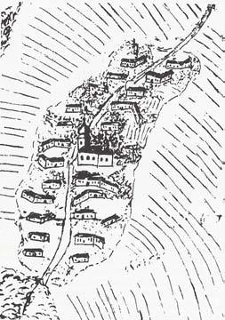 Mapa č.6 : Kopřivnice na mapě z roku 1728 (Zdroj: Tichánek, J.:Stará Kopřivnice v dokumentech a fotografiích.