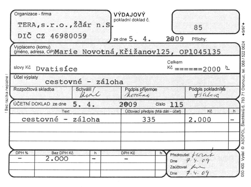 Kapitola 2 Účetní záznamy firma[tera_2015, 01.2015-12.2015, TERA s.r.o.] Strana 1/1 05.04.