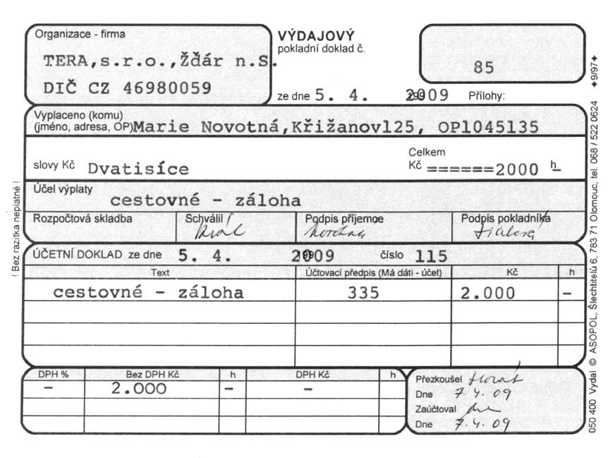 Kapitola 2 Účetní záznamy firma[tera_2015, 01.2015-12.2015, TERA s.r.o.] Strana 1/1 05.04.