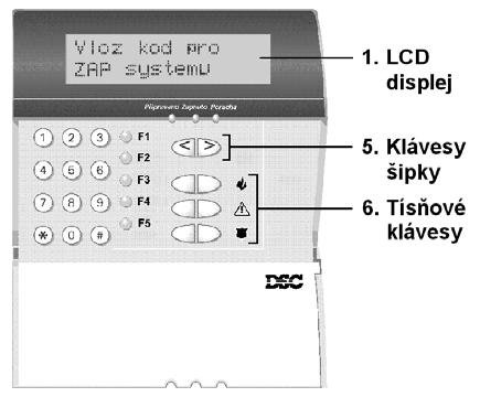 Dostupné typy LCD klávesnic Klávesy a kontrolky klávesnic Klávesnice LCD5501Z (PC5501Z) Klávesnice