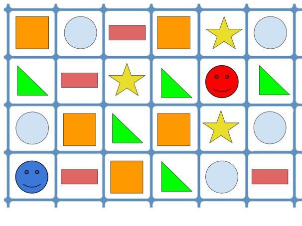 trojúhelník čtverec hvězdička kruh? V rámci této první aktivity žáci cvičí nejen algoritmické myšlení, pravolevou orientaci, ale také barvy a tvary. Záleží i na pořadí jednotlivých objektů.
