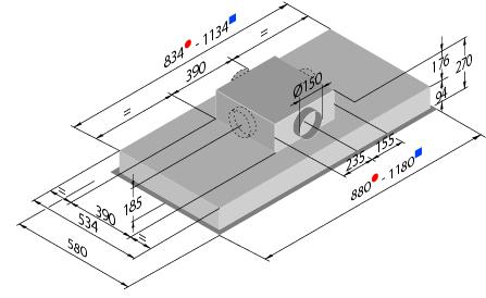 motorů průměr odtahu: 150 nebo 200 mm,