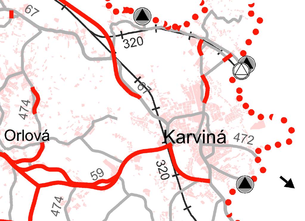 HLAVNÍ MOTIVY AKTUÁLNÍ DOSTAVBY A MODERNIZACE SILNIČNÍ SÍTĚ KARVINÁ T.Č. JE ZPRACOVÁVÁNA TECHNICKÁ STUDIE PŘELOŽKY SIL.I/67 V ÚSEKU KARVINÁ - BOHUMÍN JIŽNÍHO OBCHVATU SIL.