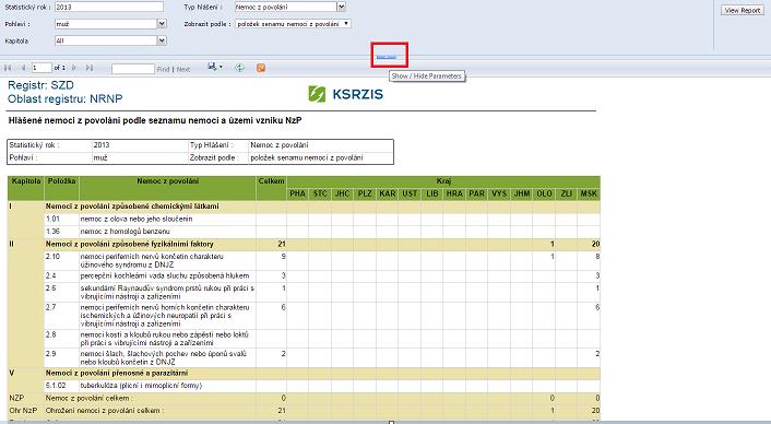 2.6.6. Schování okna parametrů Při práci s reportem je vhodné mít report zobrazen na co největší ploše.