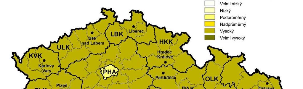 Podíl zaměstnaných ve skupině povolání Řemeslníci a kvalifikovaní pracovníci hlavní stavební výroby na počtu zaměstnaných v kraji Mapa znázorňuje srovnání podílu zaměstnaných dané skupiny povolání v