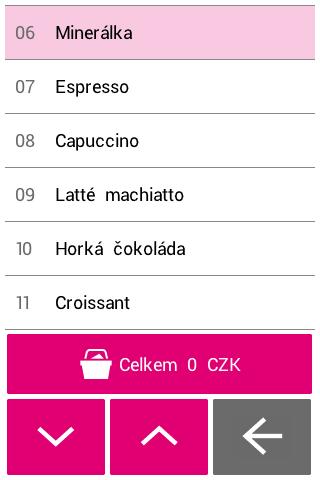 4.4 Prodej z katalogu Prodej z katalogu využívá katalog zadaný na portálu MyRetail. Katalog je z portálu do terminálu stažen automaticky po zadání a úspěšném ověření licence.