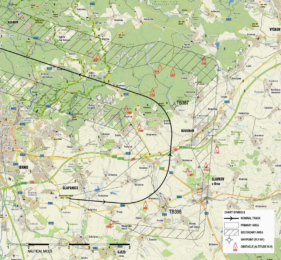 Obr. 10-5: Vyznačení překážek na topografickém podkladu v oblasti ochranných prostorů 10.5 Zhodnocení výsledků konstrukce Provedl jsem detailní konstrukci odletové tratě BODAL 2C.