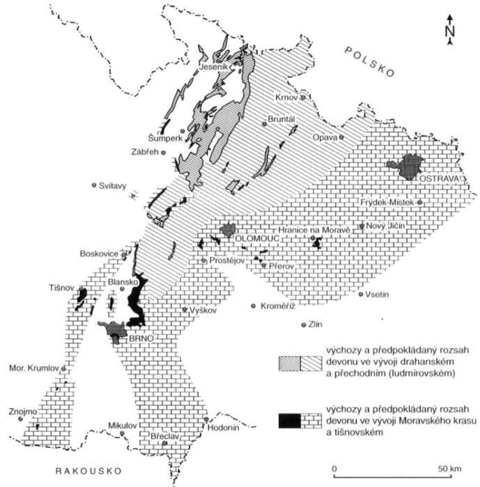 Devonské horniny jsou v moravskoslezské oblasti velice rozsáhlé.