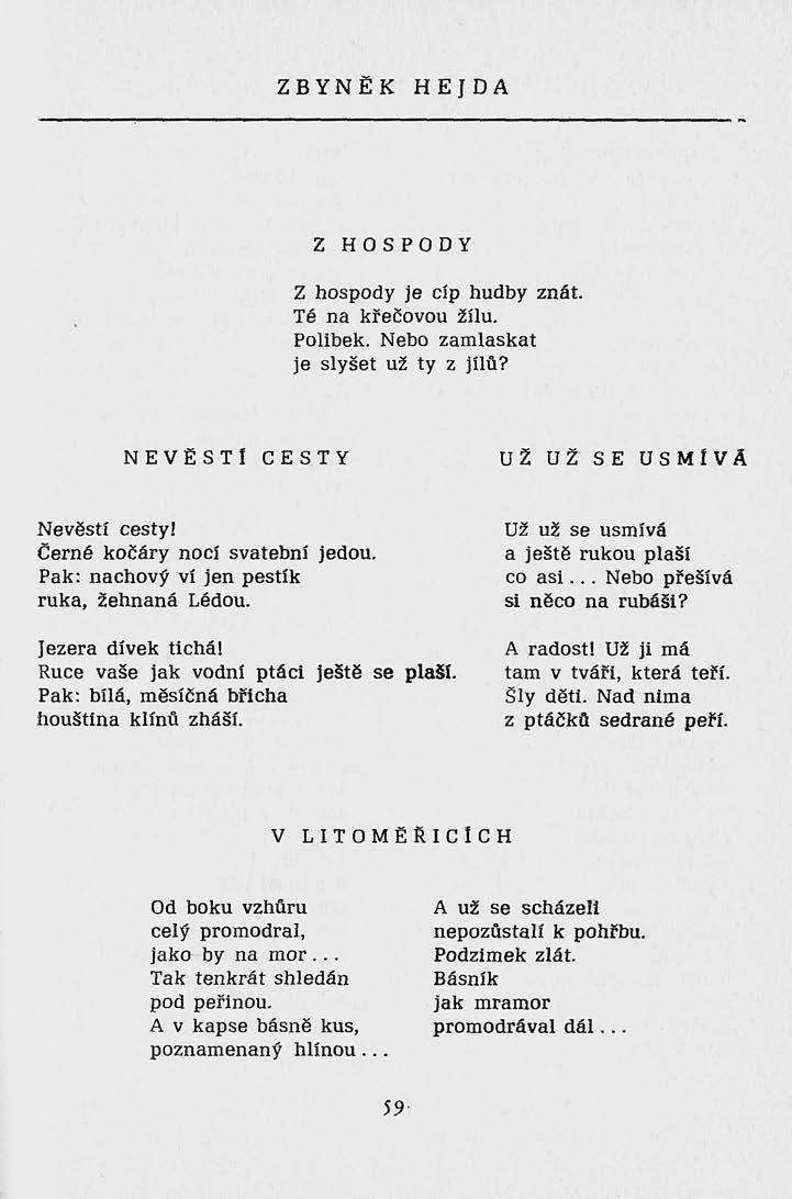 LITERÁRNÍ ŽIVOT Několik básní Zbyňka Hejdy, ukázka