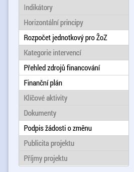 popisu žádosti o změnu,