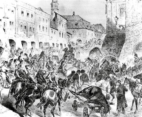 Za nimi Prusové, kteří dokonce město ostřelovali z děl, rakouští huláni si to nenechali líbit a na Javornickém hřebeni došlo k prudké srážce.