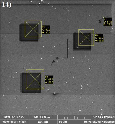 SEM snímky a analýza prvků tenkých vrstev Al