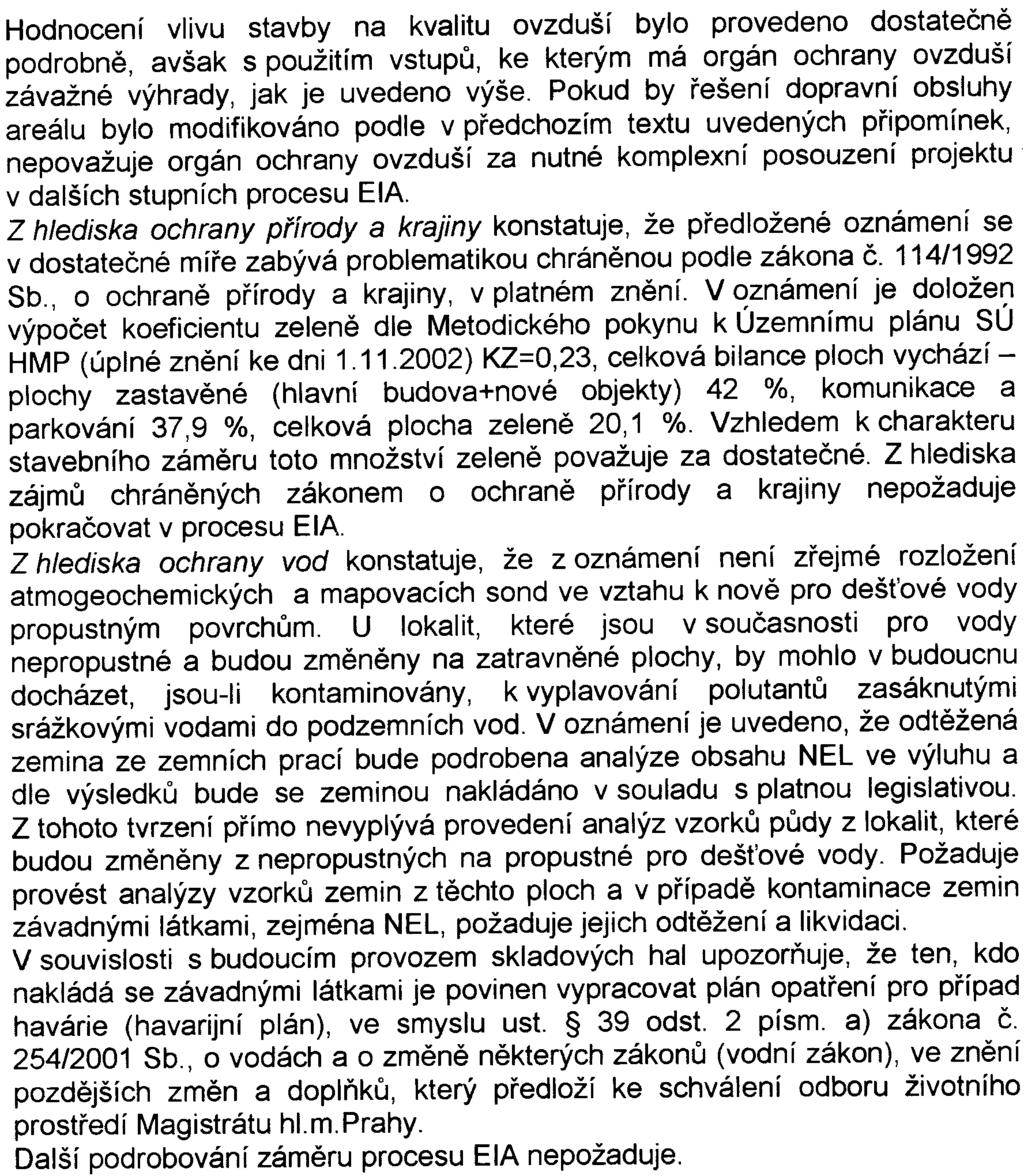 .. Hodnocení vlivu stavby na kvalitu ovzduší bylo provedeno dostateènì podrobnì, avšak s použitím vstupù, ke kterým má orgán ochrany ovzduší závažné výhrady, jak je uvedeno výše.