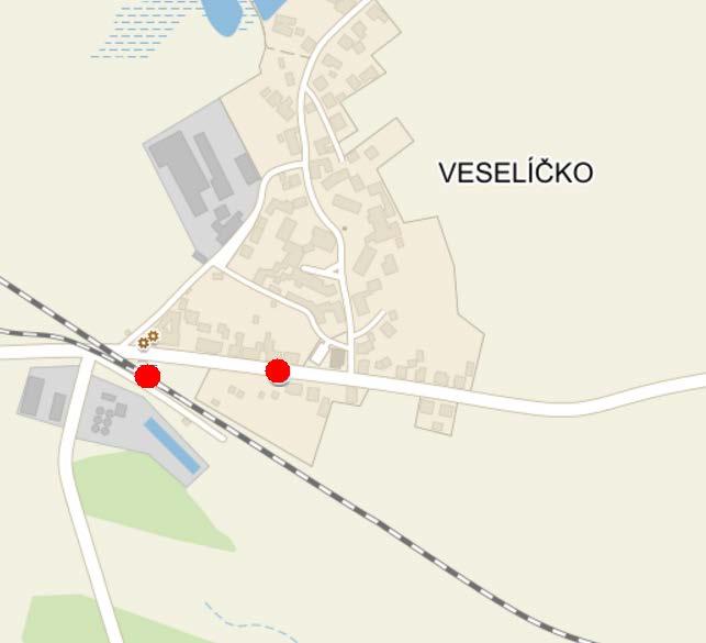 Mapa zastávky, detail č. 7 Veselíčko (Obecně závazná vyhláška č.