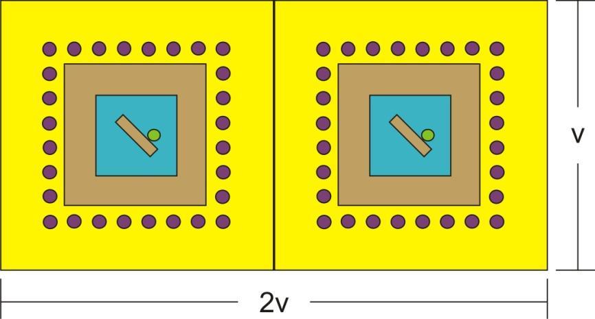2.7 Vzájemná vazba mezi kruhově polarizovanými flíčky s SIW rezonátory Podobně jako u lineárně polarizovaného flíčku v kapitole 2.