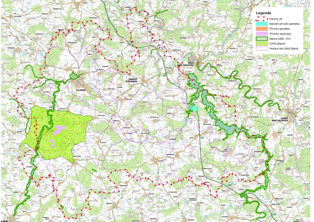 Tabulka: Přehled chráněných území na území MAS Blaník Velkoplošné chráněné území Maloplošné chráněné území NATURA 2000 CHKO Blaník NPP Hadce u Želivky PP Na Ostrově PP Částrovické rybníky PP Rybníček