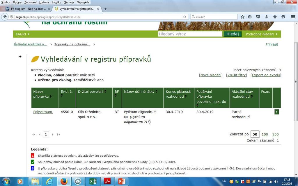 Registr POR http://eagri.cz/public/app/eagriapp/por/vyhledavani.