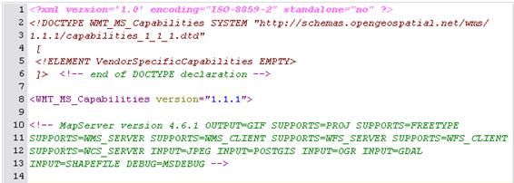 Obrázek 4: Ukázka skriptu v prohlížeči 6.3 GetCapabilities Soubor GetCapabilities je xml dokument (příloha 1).