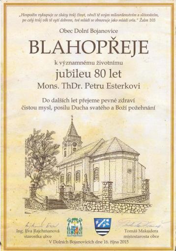 1963 jako novokněz mezi "Moravci" začínal) - v římském Nepomucenu při zasedání střediska Velehrad - s příbuznými a přáteli v Dolních Bojanovicích na Slovácku (přišla mu zahrát i dechová kapela