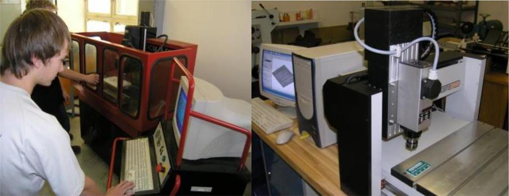 V dílně strojního obrábění si žáci mohou vytvořit jak mechanické díly, tak i popisky zařízení.