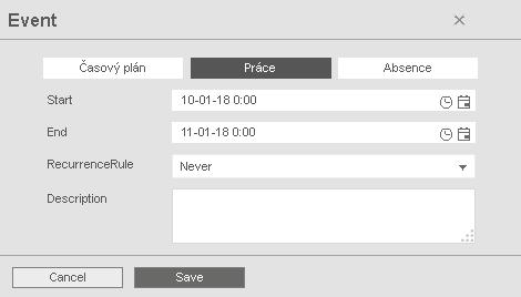 5 ZAČÍNÁME S CLOUDEM TIMEMOTO 49 Podrobné pokyny naleznete v: "Přidání pracovní doby" níže "Volba časového plánu" níže "Opakované události" na další stránce 5.8.